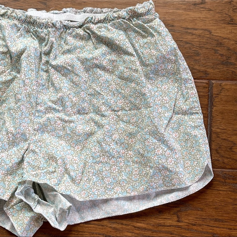 GAP green pajama shorts w/pink & blue floral pattern 100% cotton size SP - Picture 6 of 12